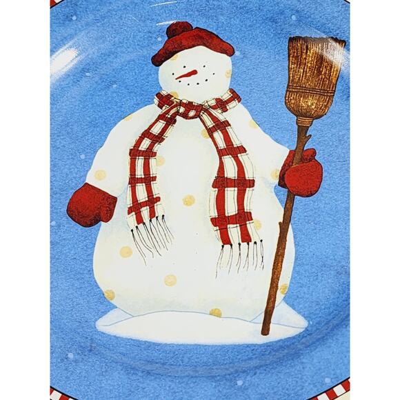 Oneida Sakura Snowman Salad Plate 8 1/4" Debbie Mumm Stoneware Dinnerware x 4 - Picture 9 of 14